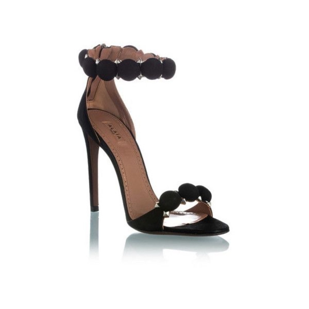 ALAIA Black Bombe Suede Ankle Strap Stilettos - Picture 6 of 17
